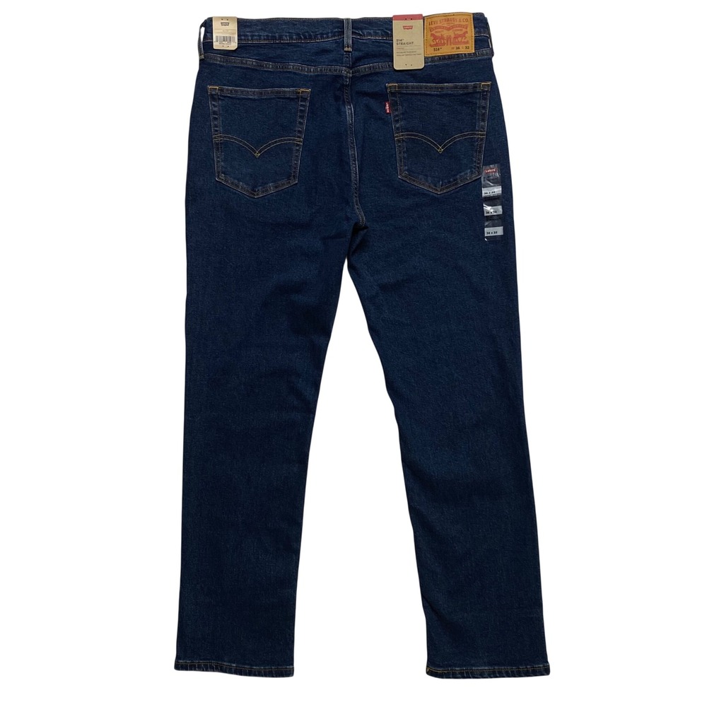 Levis 514 Straight Fit Mens Jeans Dark Wash Denim 36x32 Stretch NWT - Picture 6 of 11